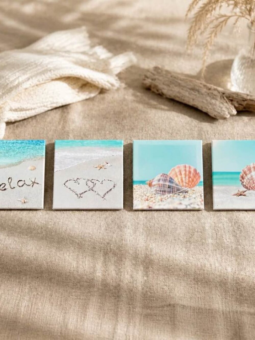 Relaxing Coastal Beach Canvas Wall Art Set